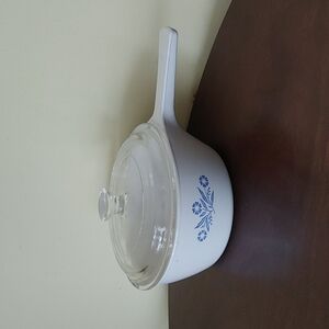 Great CORNING WARE Vintage Blue Cornflower‎ sauce pan lip P-89-B 2  750 ml Glass